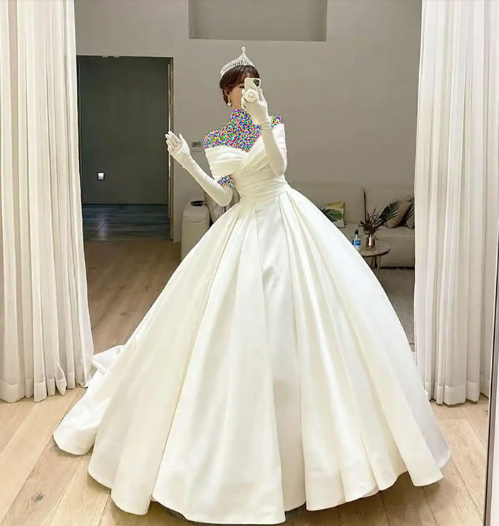 ترکیب باکس دوزی با مدل های کلاسیک لباس عروس