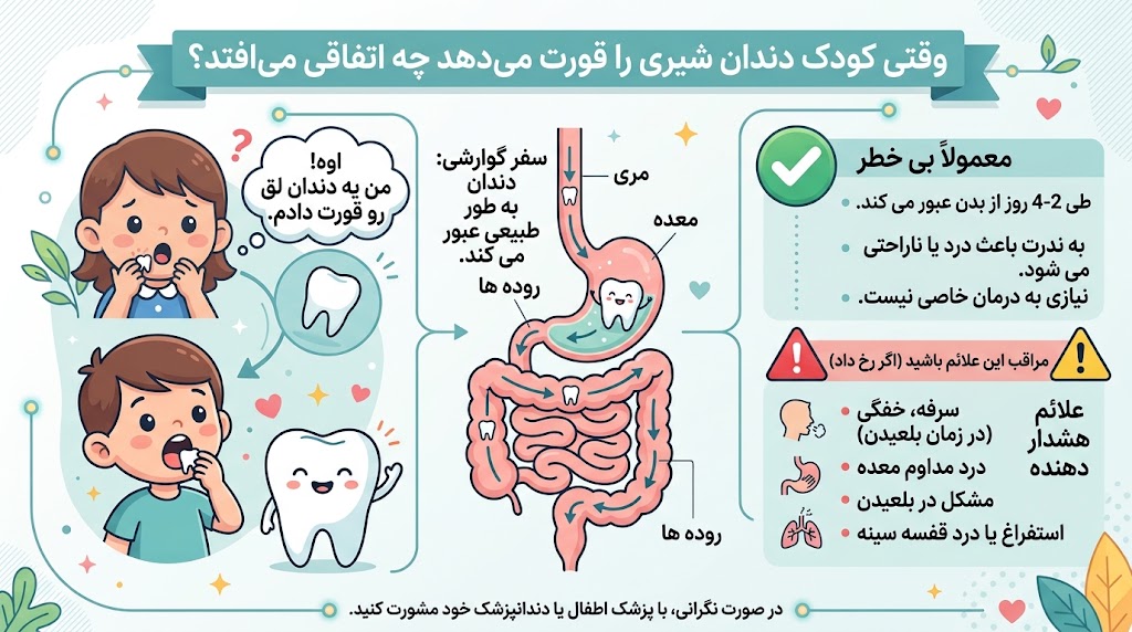 دندانپزشکی | آرامش قورت دادن دندان شیری